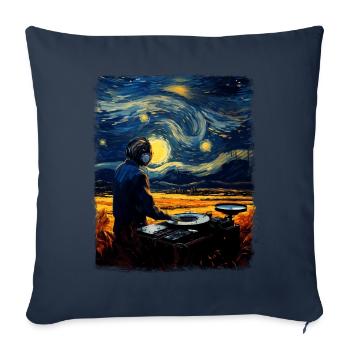 Disc Jockey Music Player DJ Turntable Stars - Sofa pillowcase 17,3'' x 17,3'' (45 x 45 cm) - navy - Front