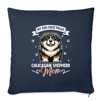 Ovcharka caucasienne maman - Housse de coussin décorative 45 x 45 cm - bleu marine - Devant
