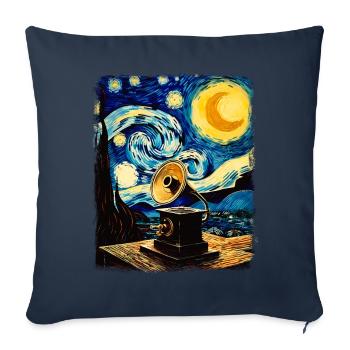 Gramophone Old School Turntable Starry Night - Sofa pillowcase 17,3'' x 17,3'' (45 x 45 cm) - navy - Front