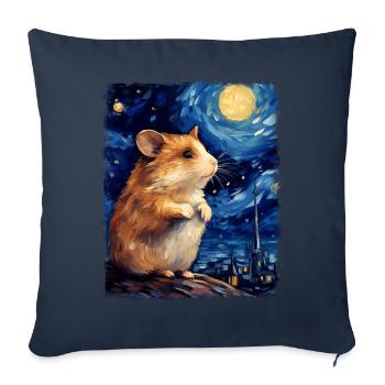 Hamster Hammy Starry Night Painting - Sofa pillowcase 17,3'' x 17,3'' (45 x 45 cm) - navy - Front