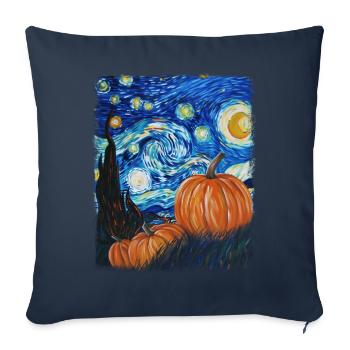 Peinture d’étoile filante de citrouille - Housse de coussin décorative 45 x 45 cm - bleu marine - Devant