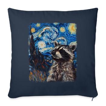 Raccoon Possum Street Cat Starry Night Painting - Sofa pillowcase 17,3'' x 17,3'' (45 x 45 cm) - navy - Front