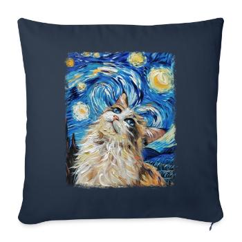 Ragdoll Cat Starry Night Painting - Sofa pillowcase 17,3'' x 17,3'' (45 x 45 cm) - navy - Front