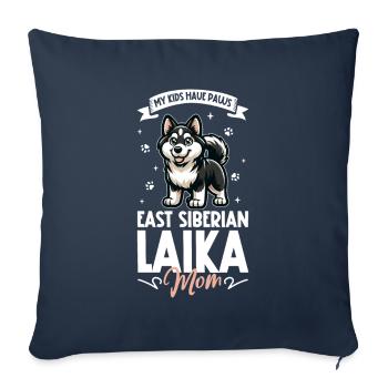 Laïka Mama de Sibérie orientale - Housse de coussin décorative 45 x 45 cm - bleu marine - Devant