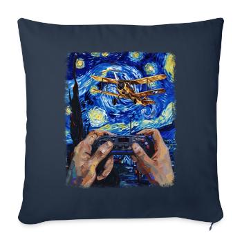 Avion RC Drone Pilote Avion Nuit étoilée - Housse de coussin décorative 45 x 45 cm - bleu marine - Devant