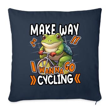 Make Way I Wanna Go Cyclisme Drôle Grenouille Design - Housse de coussin décorative 45 x 45 cm - bleu marine - Devant
