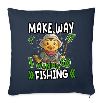 Make Way Je veux Aller Pêcher Drôle Canard Design - Housse de coussin décorative 45 x 45 cm - bleu marine - Devant