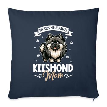 Maman Wolfspitz - Housse de coussin décorative 45 x 45 cm - bleu marine - Devant