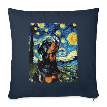 Rottweiler Dog Roller Skating Starry Night Painting - Sofa pillowcase 17,3'' x 17,3'' (45 x 45 cm) - navy - Front