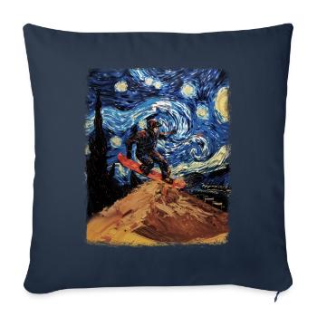 Planche de sable Tableau de sable Peinture de nuit étoilée - Housse de coussin décorative 45 x 45 cm - bleu marine - Devant