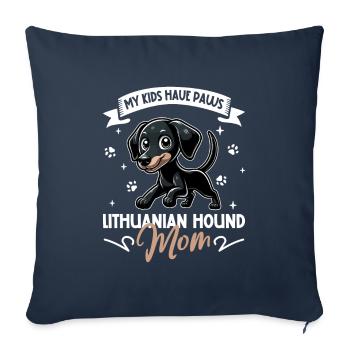 Maman lituanienne - Housse de coussin décorative 45 x 45 cm - bleu marine - Devant