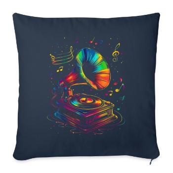 Gramophone Gramophone Old School Phonograph Popar - Sofa pillowcase 17,3'' x 17,3'' (45 x 45 cm) - navy - Front