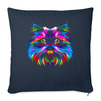 Chat de l’Himalaya Popart - Housse de coussin décorative 45 x 45 cm - bleu marine - Devant