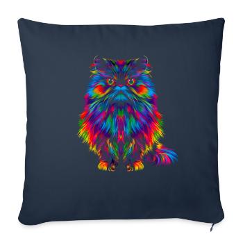 Chat de l’Himalaya Popart - Housse de coussin décorative 45 x 45 cm - bleu marine - Devant
