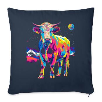 Éleveur de bovins Hereford Popart - Housse de coussin décorative 45 x 45 cm - bleu marine - Devant