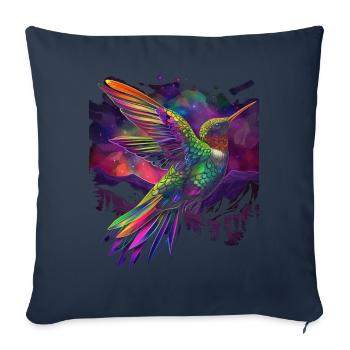 Colibri oiseau Popart - Housse de coussin décorative 45 x 45 cm - bleu marine - Devant