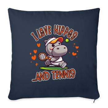 I Love Hippos and Tennis Funny - Sofa pillowcase 17,3'' x 17,3'' (45 x 45 cm) - navy - Front