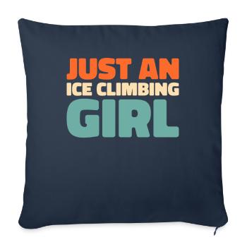 Eisklettern juste une fille d’escalade sur glace - Housse de coussin décorative 45 x 45 cm - bleu marine - Devant