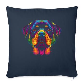 Rottweiler Chien Popart - Housse de coussin décorative 45 x 45 cm - bleu marine - Devant