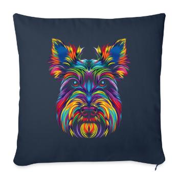 Scottish Terrier Chien Popart - Housse de coussin décorative 45 x 45 cm - bleu marine - Devant