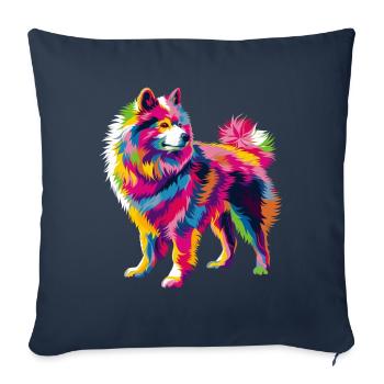 Chien Samoyède Popart - Housse de coussin décorative 45 x 45 cm - bleu marine - Devant