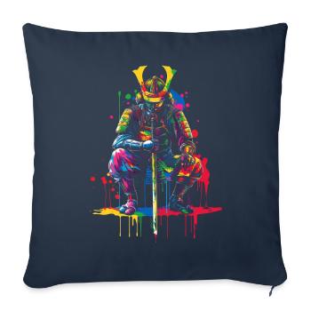 Samouraï Guerrier Bushido Pop Art Japonais - Housse de coussin décorative 45 x 45 cm - bleu marine - Devant