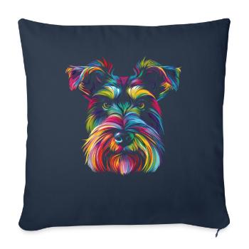 Schnauzer Chien Popart - Housse de coussin décorative 45 x 45 cm - bleu marine - Devant