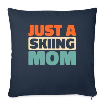 Ski Après-ski Juste une maman skieuse - Housse de coussin décorative 45 x 45 cm - bleu marine - Devant