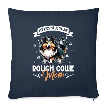 Long-haired Collie Mom - Sofa pillowcase 17,3'' x 17,3'' (45 x 45 cm) - navy - Front