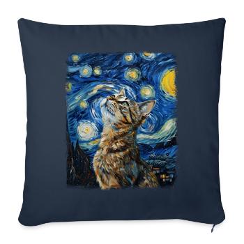Tabby Cat Orange Cat Starry Night Painting - Sofa pillowcase 17,3'' x 17,3'' (45 x 45 cm) - navy - Front
