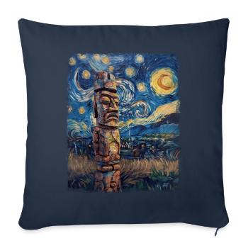 Tiki Luau Hawaïen Hawaïen Tiki Masque Nuit étoilée - Housse de coussin décorative 45 x 45 cm - bleu marine - Devant