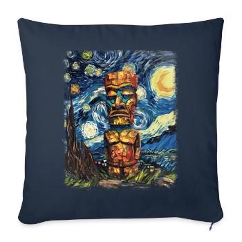 Tiki Luau Hawaïen Hawaïen Tiki Masque Nuit étoilée - Housse de coussin décorative 45 x 45 cm - bleu marine - Devant