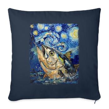 Pêche au thon thon rouge Nuit étoilée - Housse de coussin décorative 45 x 45 cm - bleu marine - Devant