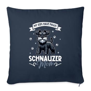 Maman Schnauzer - Housse de coussin décorative 45 x 45 cm - bleu marine - Devant