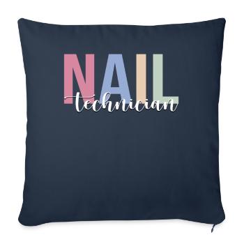 Technicienne des ongles Technicienne des ongles Esthéticienne - Housse de coussin décorative 45 x 45 cm - bleu marine - Devant