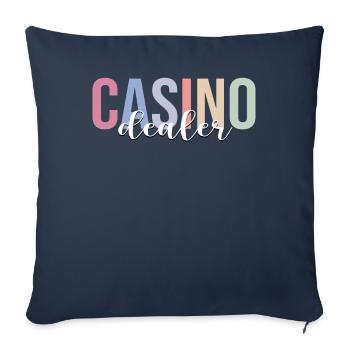 Casino Croupier Poker Jeux d’argent - Housse de coussin décorative 45 x 45 cm - bleu marine - Devant