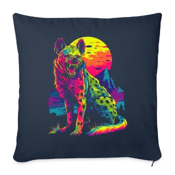 Hyène, Afrique, Animal Safari Popart - Housse de coussin décorative 45 x 45 cm - bleu marine - Devant