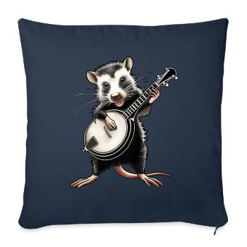 Opossum Possum Street Cat Bluegrass Banjo Player - Sofa pillowcase 17,3'' x 17,3'' (45 x 45 cm) - navy - Front