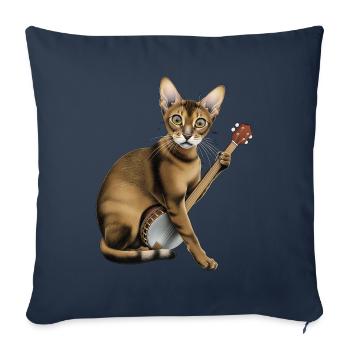 Oriental Shorthair Cat Bluegrass Banjo Games - Housse de coussin décorative 45 x 45 cm - bleu marine - Devant
