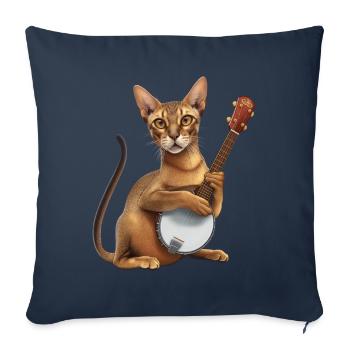 Oriental Shorthair Cat Bluegrass Banjo Games - Housse de coussin décorative 45 x 45 cm - bleu marine - Devant