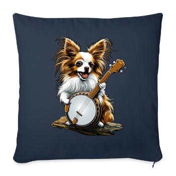 Papillon Dog Bluegrass Banjo Player - Sofa pillowcase 17,3'' x 17,3'' (45 x 45 cm) - navy - Front
