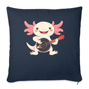 Axolotl Amphibian Joueur de Banjo Bluegrass - Housse de coussin décorative 45 x 45 cm - bleu marine - Devant