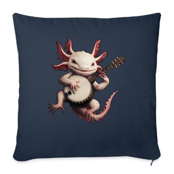Axolotl Amphibian Joueur de Banjo Bluegrass - Housse de coussin décorative 45 x 45 cm - bleu marine - Devant