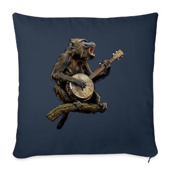 Baboon Monkey Joueur de banjo Bluegrass - Housse de coussin décorative 45 x 45 cm - bleu marine - Devant