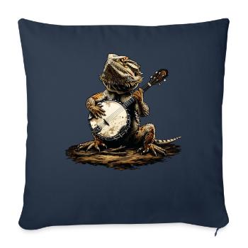 Bearded Dragon Lizard Bluegrass Banjo Player - Sofa pillowcase 17,3'' x 17,3'' (45 x 45 cm) - navy - Front