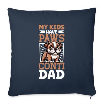 Papa bouledogue continental - Housse de coussin décorative 45 x 45 cm - bleu marine - Devant