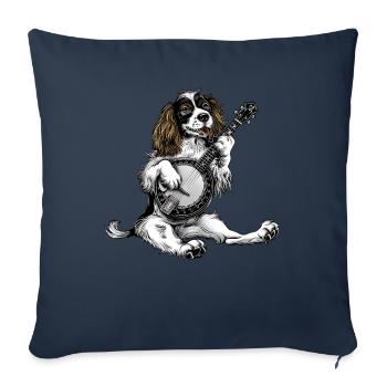 Anglais Springer Spaniel Chien Bluegrass Banjo Spie - Housse de coussin décorative 45 x 45 cm - bleu marine - Devant