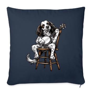 Anglais Springer Spaniel Chien Bluegrass Banjo Spie - Housse de coussin décorative 45 x 45 cm - bleu marine - Devant