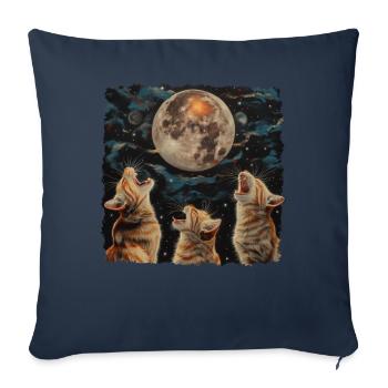 Chat américain à poil court Lune hurlante - Housse de coussin décorative 45 x 45 cm - bleu marine - Devant