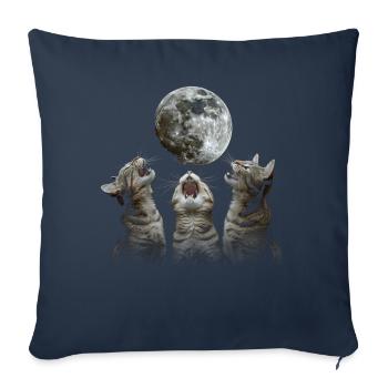 Chat américain à poil court Lune hurlante - Housse de coussin décorative 45 x 45 cm - bleu marine - Devant